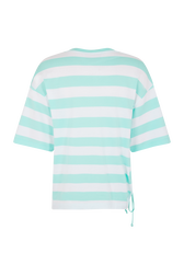 Striped short-sleeved crew-neck T-shirt White/mint stripe back view