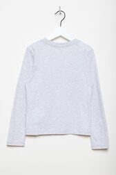 Printed Cotton Girl Long-Sleeved T-shirt Grey back view