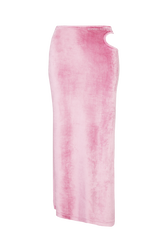 Cut-out velvet maxi skirt Doll pink front view