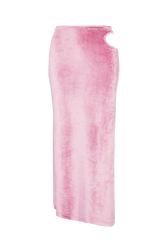 Jupe longue cut out en velours Doll pink vue de face