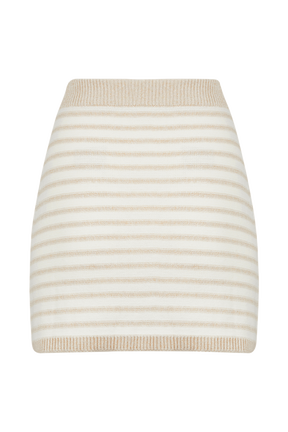 Mini jupe rayée femme Raye ecru/beige vue de dos