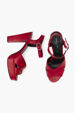 Mrs Rykiel Leather Sandals Red details view 1