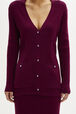 Wool Knit V-Neck Cardigan Claret details view 2