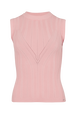 Open Knit Sleveless Crew-Neck Sweater Pink front view