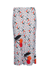Jupe midi twill motif cerise femme Baby blue vue de dos