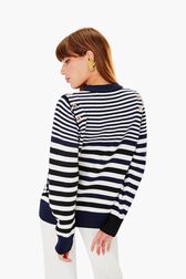 Pull marinière SR Navy vue portée de dos