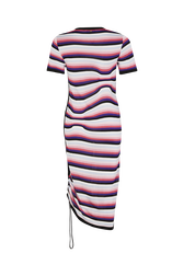 Short-sleeved striped dress Pink back view