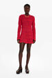 Robe courte rayures ajourées femme Raye fuchsia/corail vue portée de face