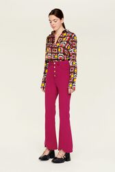 Jean flare taille haute fuchsia femme Fuchsia vue de détail 4