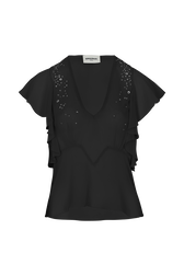 Blouse en mousseline Noir vue de face