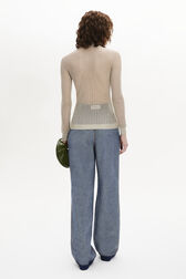 Long-Sleeved Crew-Neck Top Gold back worn view