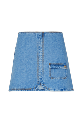 Mini jupe jean femme Stonewashed indigo vue de face