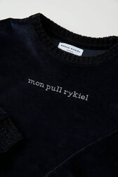 Sweat fille velours Noir vue de détail 1