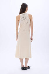 Asymmetrical tank dress in jersey with studs Vanilla back worn view