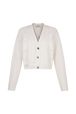 Cardigan torsadé en laine Ecru vue de face