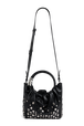 Mini tote bag in leather Black front view