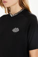 Short-sleeved sweater in merino wool and silk Black details view 1