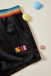 Short fille velours Noir vue de détail 2