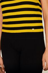 Women Poor Boy Striped Short Sleeve Sweater Striped black/mustard details view 2