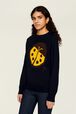 Pull symbole coccinelle femme Bleu nuit vue de détail 2