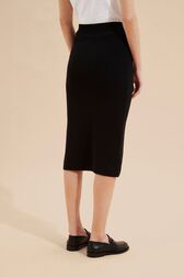 Women Cotton Midi Skirt Black back worn view