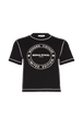 T-shirt col rond manches courtes en jersey de coton Noir vue de face