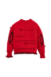 Pull laine intarsia charms femme Rouge vue de dos