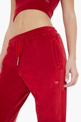 Jogging velours femme Rouge vue de détail 2