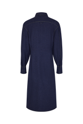 Cotton flannel shirt dress Blue back view
