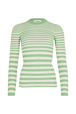 Striped knit sweater Striped anise/white front view