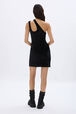 Velvet cut-out mini dress Black back worn view