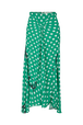 Star-print viscose midi skirt Stars green front view