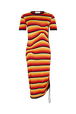 Short-sleeved striped dress Orange front view