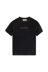 Women Velvet T-shirt Black front view