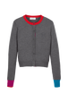 Cardigan laine colorblock femme Gris vue de face