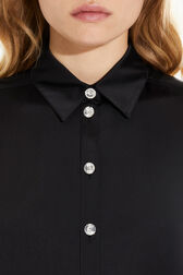 Satin Shirt with Rhinestone Buttons Black details view 1