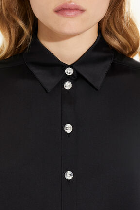 Satin Shirt with Rhinestone Buttons Black details view 1