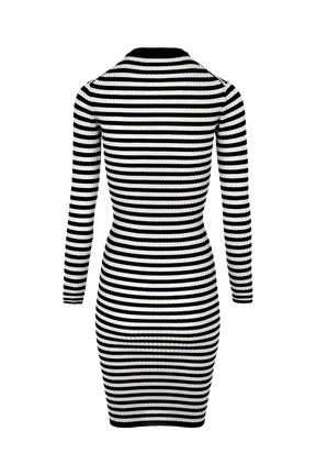 Robe longue chaussette rayée femme Raye noir/blanc vue de dos