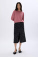 Pull à manches longues en merinos et soie Rose vue portée de face