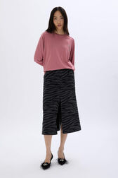 Long-sleeved sweater in merino and silk Pink front worn view