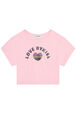 T-shirt forme crop fille jersey Rose vue de face