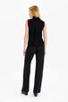 Women Viscose Tank Top with Coloured Armhole Black back worn view