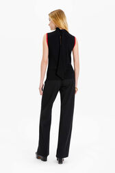Women Viscose Tank Top with Coloured Armhole Black back worn view
