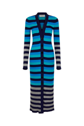 Cardigan long rayé Rayures bleu/silver vue de face