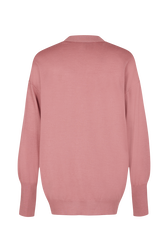 Cardigan in merino and silk Pink back view