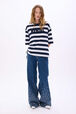 Striped short-sleeved crew-neck T-shirt Striped white/blue front worn view