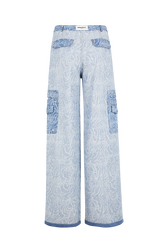 Pantalon cargo en denim zèbre Bleu vue de dos