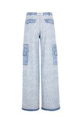 Pantalon cargo en denim zèbre Bleu vue de dos