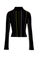 Women Multicolor Striped Pleated Shirt Black back view