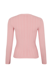 Long-Sleeved V-Neck Cardigan Pink back view